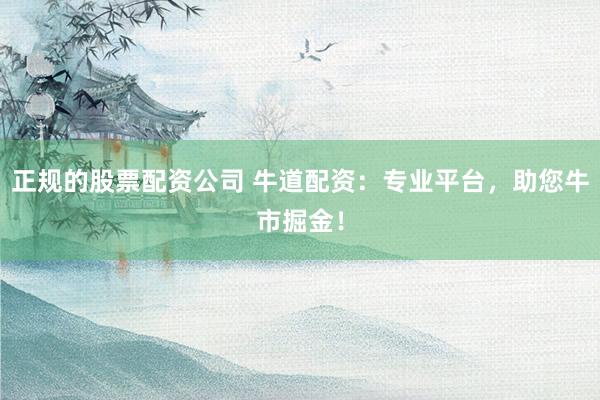 正规的股票配资公司 牛道配资：专业平台，助您牛市掘金！
