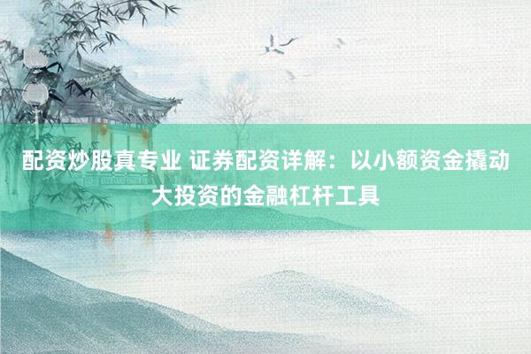 配资炒股真专业 证券配资详解：以小额资金撬动大投资的金融杠杆工具