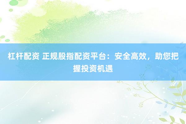 杠杆配资 正规股指配资平台：安全高效，助您把握投资机遇