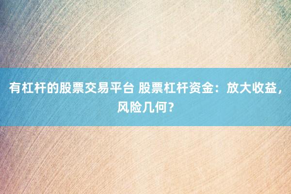 有杠杆的股票交易平台 股票杠杆资金：放大收益，风险几何？