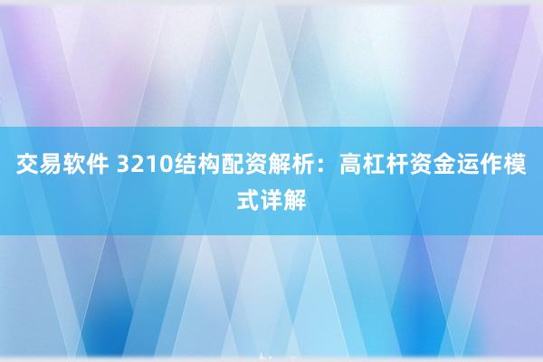 交易软件 3210结构配资解析：高杠杆资金运作模式详解