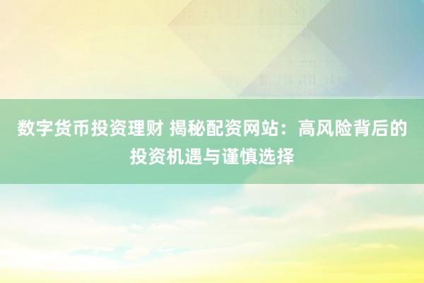 数字货币投资理财 揭秘配资网站：高风险背后的投资机遇与谨慎选择