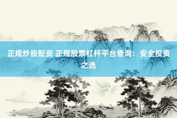 正规炒股配资 正规股票杠杆平台查询：安全投资之选