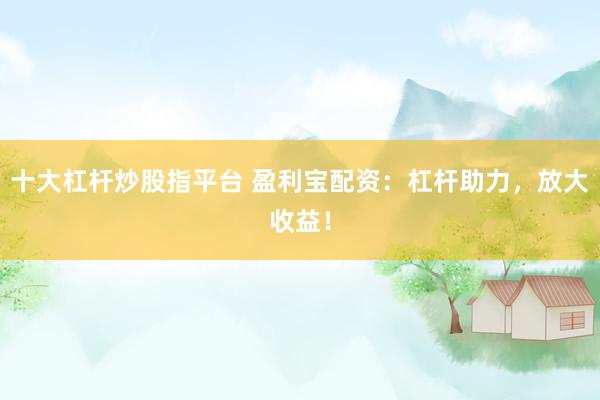 十大杠杆炒股指平台 盈利宝配资：杠杆助力，放大收益！