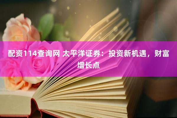 配资114查询网 太平洋证券:投资新机遇,财富增长点
