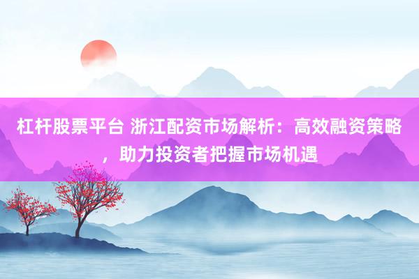 杠杆股票平台 浙江配资市场解析:高效融资策略,助力投资者把握市场机遇