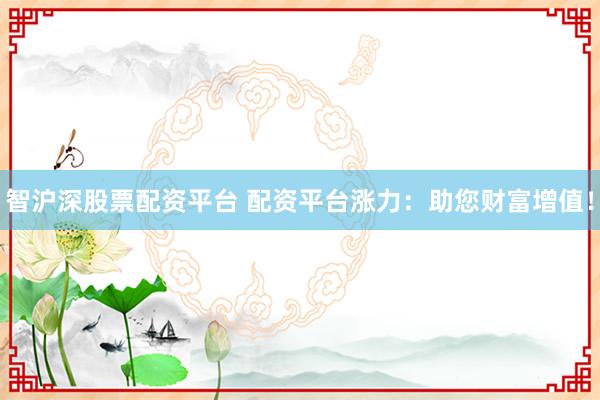 智沪深股票配资平台 配资平台涨力:助您财富增值!