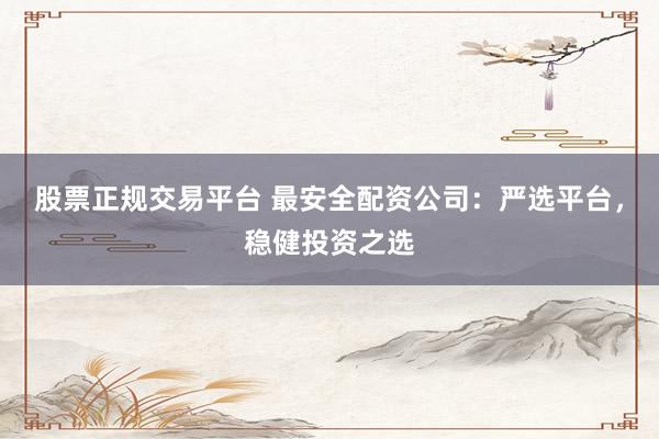 股票正规交易平台 最安全配资公司：严选平台，稳健投资之选