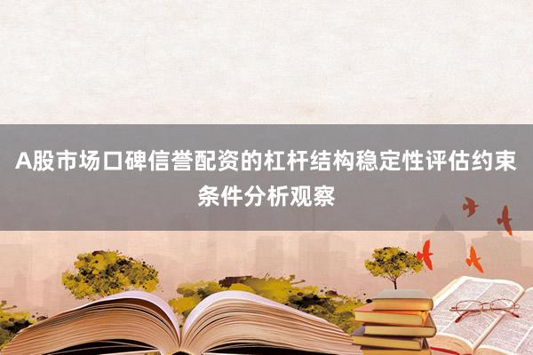 A股市场口碑信誉配资的杠杆结构稳定性评估约束条件分析观察