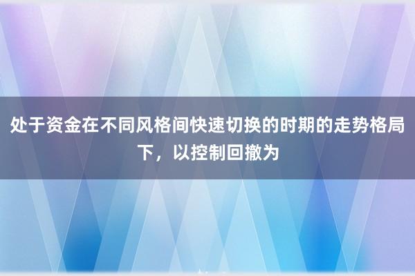 处于资金在不同风格间快速切换的时期的走势格局下,以控制回撤为