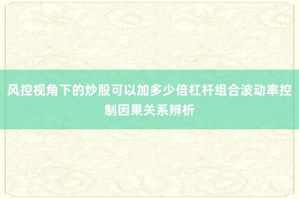 风控视角下的炒股可以加多少倍杠杆组合波动率控制因果关系辨析