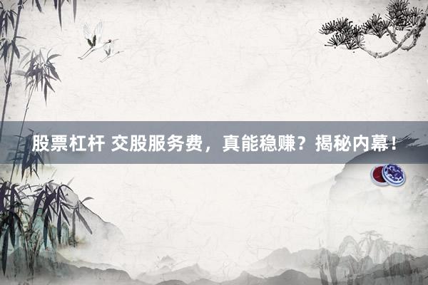 股票杠杆 交股服务费，真能稳赚？揭秘内幕！
