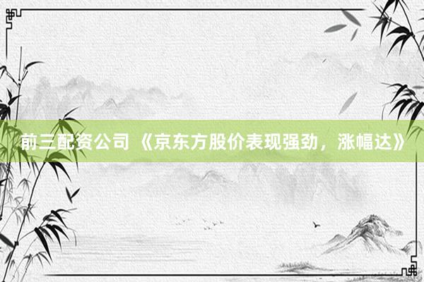 前三配资公司 《京东方股价表现强劲，涨幅达》