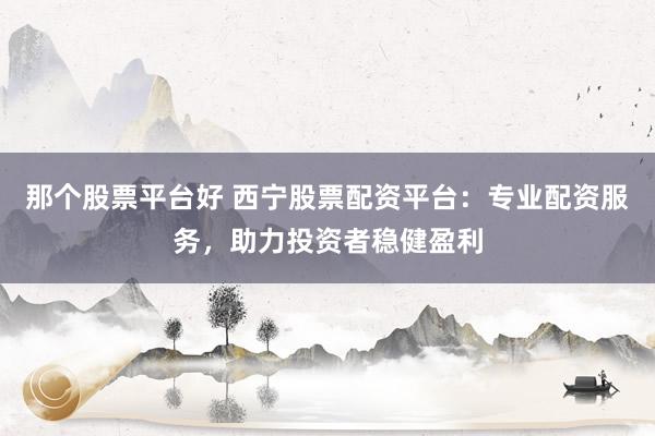 那个股票平台好 西宁股票配资平台：专业配资服务，助力投资者稳健盈利