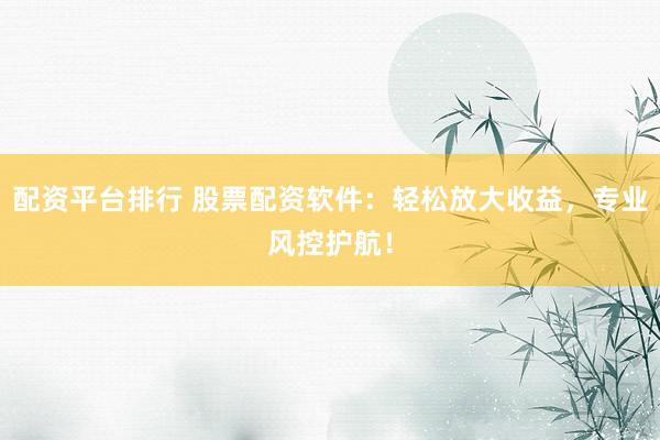 配资平台排行 股票配资软件：轻松放大收益，专业风控护航！