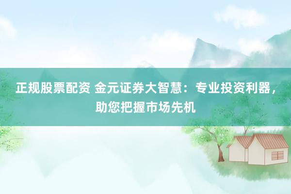 正规股票配资 金元证券大智慧：专业投资利器，助您把握市场先机